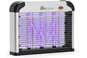 BUZZEAP Lampe Anti-Moustiques Électrique 4200V, avec Double Onde UV 365+395nm - Piège à Moustiques et Mouches sans Produit Chimique, Inodore, Insecticide Électrique pour Intérieur