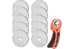 LONGHAO 10 pcs Rotante di Ricambio per Lama,Taglierino Rotante,Rondes Lames Taglierina Rotativa,Lame Cutter Rotante,per Quilting Cucire Cucire,Taglio Tessuto,Taglio Carta,Taglio Pelle 45mm Lame