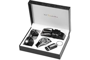 BSTcentelha Herren-Armbanduhr, Kunstleder, Quarz, analog, Gürtel, Schlüsselanhänger, Sonnenbrille, Geschenkset, Dunkelblau zum Valentinstag