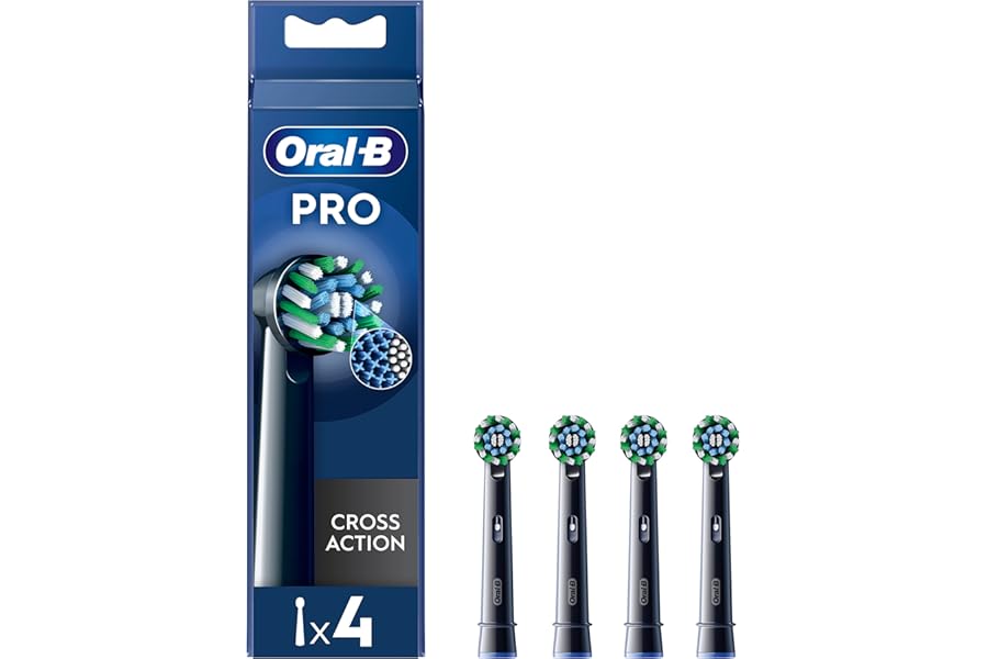 Oral-B Pro Cross Action Black Replacement Heads, 4 Heads