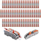 KENPOJO 50 Pieces Quick Electrical Connectors, SPL-1 Electrical Clems with Lever, 28-12 AWG In-Line Electrical Splice Chips C