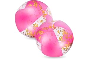 Thinp Lot de 2 ballons de plage gonflables à paillettes de 40,6 cm pour adultes et enfants, pour la plage, la piscine, les sports nautiques, les fêtes d'été (rose)