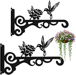 Noviatrix 2 Stück Pflanzenhaken Blumenampelhalter, 25cm Wandhalterung Blumenampel aus Eisen Wandhalterung Pflanzen zum Aufhängen von Blumentöpfen, Vogelhäuschen sowie Dekoartikeln für Garten Balkon