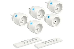 UCOMEN Prise Telecommande sans fil, Certifié TÜV Süd, Programmateur 2300W Portée 30m, 5 prise connectée avec 2 Télécommande, Idéal pour l'éclairage télécommandé, les décorations, les ventilateurs, et plus