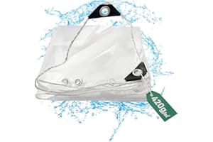 EPFHR Telone impermeabile in PVC trasparente con occhielli, 420 g/m², resistente alle intemperie, invernale, trasparente, antistrappo, per mobili da giardino, serra, gazebo, parti laterali (2 x 3 m)