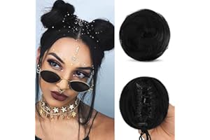 ‎SOFEIYAN Sofeiyan 2 x Claw Clip-In Hair Bun Mini Messy Bun Hairpieces Bun with Clip Synthetic Hair Scrunchies Hair Donut Chignon Ponytail Hairpiece Bun for Women Made of Black