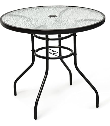 Plateau De Table Rond Réglable Pour Parasol - Trou Central 38 Mm - Résistant Aux Intempéries - Pour Jardin, Piscine - 12