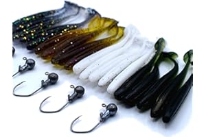 Trifyd - Señuelo flexible trucha Shad de 5 cm, paquete de 20 señuelos de pesca + 5 cabezas plomadas