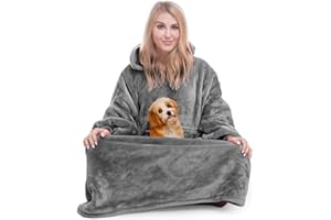 Winkcao Hoodie Decke mit Ärmeln und Kapuze Damen, Decken Hoodie Damen Extra Lang, Weiche Warme Riesen Flanell Kuscheldecke mit Ärmeln, Oversized Blanket Hoodie Tragbare Decke Für Drinnen und Draußen