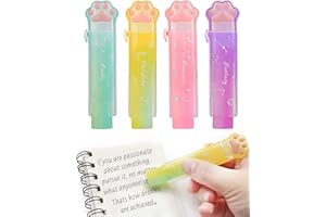 Anvin 4Pcs Sliding Retractable Pencil Erasers Rubbers with Cat Paw Plastic Sleeve Cute Jelly Erasers for School Office Clean Erase Erasers(Gradient Color)