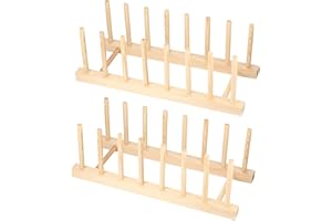 HAOCHEN 2 PCS Scolapiatti da Appoggio, Porta Bottiglie Acqua, Portapiatti, Scola Piatti, Cestello Portabottiglie, Scolapiatti Legno per Libro, Piatti, Tazze, Cd, Bicchiere per Vino