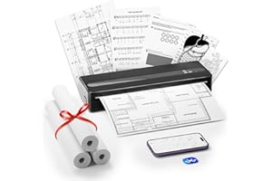 BORN4SHIP Portable Printer Wireless for Travel, PB821 Bluetooth Thermal Printer A4 with 3 Rolls of Thermal Disposables, Inkless Printer Compatible with iOS, Android, Laptop for Office, Car, Home