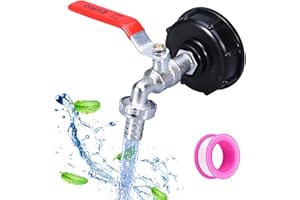 FAUXPONT 1/2" Adaptador de tanque IBC, Grifo de jardín, Adaptador IBC para tanque, Aleación Grifo Cubeta, Griferia de Exterior de 1000 L, para Jardín, Lavadora, Barril de Lluvia (1/2")