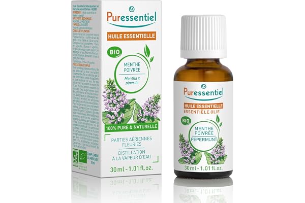Puressentiel – Huile Essentielle Menthe poivrée BIO – Contribue au confort digestif – 100% pure et naturelle – HEBDD – Mentha x piperita – 30 ml