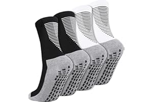 FANTESI 2 Pairs Grip Football Socks, Rubber Anti-slip Sport Sock Men's Athletic Socks for Football Basketball Baseball Yoga Runing Hiking Trekking