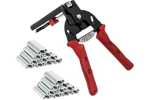 MOGOULUA Hog Juego de Alicates para Jaula de Mascotas 1200 unidades Pinzas para Cercas Anillos de Clip Pinzas Automáticas para Colchones Sofás Vallas Jaulas para Herramienta de Instalación(rojo)