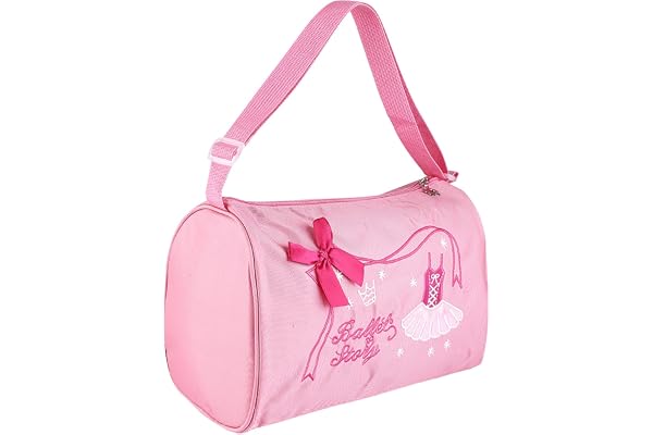 RiToEasysports Sac de Ballet pour Enfants, Sac à bandoulière de Danse pour Fille fourre-Tout brodé avec Sangle réglable et Fermeture à glissière Facile pour Le Ballet, la Danse, Le Basket-Ball