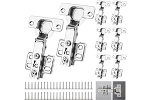 KILDOWS 8x Bisagra para Muebles 110° Bisagras de Armario Bisagras puertas Madera Bisagras cocina con muelle 48x tornillos, Amortiguador para Puertas Armario Cocina
