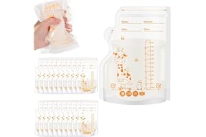 QEEROYO 50Pcs Breast Milk Storage Bag, Temp-Sensing Milk Storing Bags, BPA Free Milk Storage Bags, Pre-Sterilized Milk Storage Bags, Easy Pour Breast Milk Storage Bag, Breastmilk Storing Bags, Orange
