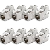deleyCON 8x Keystone Module CAT 6a Jack STP Fully Shielded RJ45 Socket | Fully shielded, RJ45 female, tool-free thanks to sna