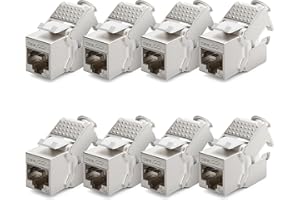 deleyCON 8x Modulo Keystone Presa CAT 6a STP RJ45 Completamente Schermata Senza Attrezzi Grazie al Montaggio a Innesto 500Mhz 10GBit/s