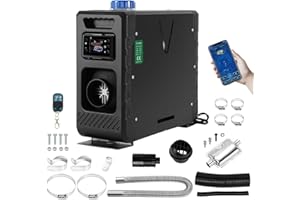 Ikodm Riscaldamento diesel da 12 V, 8 kW, riscaldamento diesel da 5 l, con app Bluetooth e telecomando, riscaldatore ad aria diesel, monitor LCD per camion, camper, barche, auto, nero