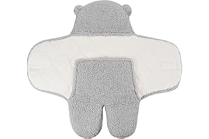 FUNUPUP Baby Swaddle Blanket Fleece Baby Swaddle Wrap Newborn Baby Clothes for Travel Strollers, Prams and Car Seats (Grey)