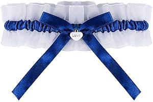 Dadabig 1 Piece Bridal Lace Garter, Wedding Garter Elasticated Garter Wedding Garter Ivory Personalised for Brides Must Have for Wedding Bridal Wedding Accessories, Blue and White