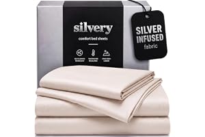 Silvery Silverfärgat lakanset, ultramjukt temperaturreglerande tyg med självrengörande teknik som håller sig svalt 3 gånger l