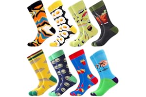 BONANGEL Men's Fun Dress Socks, Crazy Christmas Socks Colorful Funky Novelty Funny Casual Cotton Office Birthday Socks for Men Dad