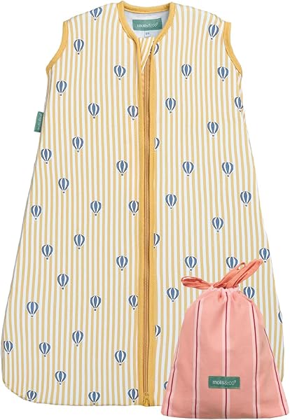 molis&co - Saco de Dormir para bebé 0.5 TOG - 70 cm (0-6 Meses) - Saco Dormir Bebe Verano sin Mangas - Saco de Dormir Bebe para Niños Niñas (Unisex) - 100% Algodón (Certificado Oeko-Tex) - Balloons - 1