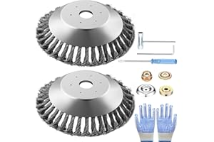 JEONDFG Cepillo desbrozadora de 2 Piezas, 25,4 mm, 2025 Dientes de Alambre, Universal, 6 Pulgadas + 6 Pulgadas, para Cortador de malezas