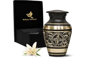 SOLACE FOREVER Black Keepsake Urns - Small Cremation Urn with Black Box & Bag - Mini Urn for Ashes - Honour Your Loved One with Memorial Urn Black - Small Urn for Human Ashes - Black Urns For Women & Men Ashes