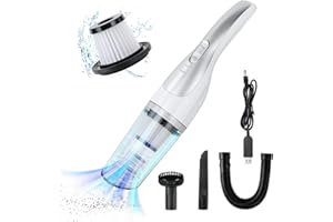 URAQT Odkurzacz Samochodowy, 120W 9000PA Mocny Odkurzacz Ręczny, Bezprzewodowy Odkurzacz Ręczny z 4 Akcesoriami, Czas Pracy 30 Minut, Akumulator USB do Samochodu, Domu, Biura