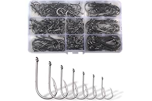 ‎DINGBEAR Dingbear 50-300 Stück Forellenhaken Gestreifte Bass Karpfen Angelhaken Lachs Seebarsch Haken Schellfisch Angelhaken Gesetzt