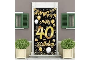 ARMBRACEN 40.Geburtstagsfeier Dekorationen Banner Hintergrund,Schwarzes und Gold Dekoration für Männer und Frauen der 40.Geburtstagsfeier,wesentliche für 40.Geburtstagsfeier,185 × 90 cm (72.8 × 35.4 Zoll)