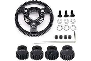 RCTHJIA 48P 83T Spur Gear Hardened Steel Transmission Gears with 18T 19T 20T 21T Pinions Gear 1/8 inch 3.175mm Hole Upgrade Parts for Traxxas RC 1/10 2WD Slash Stampede Rustler 2WD Bandit VXL XL-5 F-150 SVT