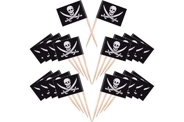100 Pièces Cocktail de Pirate Drapeaux de Cure-Dents Gâteaux Toppers pour la Nourriture, Apéritif, Cocktail, Décoration de Petit Gâteau pour Enfants Décorations de Fête d'Anniversaire de Halloween