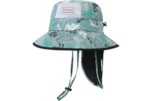 JUPSK Dziecięcy kapelusz przeciwsłoneczny dla malucha letni kapelusz kubełkowy z szerokim rondem kapelusz plażowy z paskiem na podbródek UPF50 czapka z klapą dinozaura dla dzieci chłopców dziewcząt w