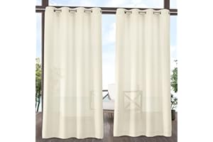 Exclusive Home Rideaux Miami Sheer texturé intérieur/extérieur Rideaux à œillets Ivoire 54 x 96 cm