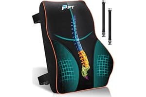 POOTACK Coussin de Soutien Lombaire Ergonomique, Coussin Lombaire en Mousse à Mémoire de Forme pour soulager la Inconfort，Soutien du Dos pour Bureau Chaise, Siège d'Auto, et Sangles Réglables