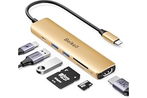 USB C Hub, Beikell 7 in 1 USB C Adapter mit PD 100W,4K HDMI,2X SD/TF Kartenleser & 2X USB 3.0 Ports,1X USB-C-Stecker Kompatibel mit MacBook Pro/Air, Chromebook, Thinkpad, Laptop und mehr-Gold