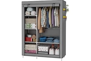 UDEAR Armario Closet Organizador Plegable para Ropa Ropero Resistente al Polvo Guardarropa Gris 105 x 45 x 170 CM