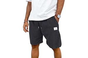 TARAINYA Velours Côtelé Short Homme Coton Stretch Cordon de Serrage été Casual Chino Corduroy Shorts Court Homme avec Poches