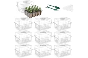 WY8 10 Pack Seed Trays Starter Kit, 120 Cells Reusable Greenhouse Seedling Starter Tray with Dome and Deep Base, Herb Garden Plant Humidity Adjustable Grow Kit Garden