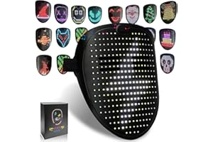 MOYACA Led Mask with Gesture Sensing, LED Lighted Face Transforming Mask for Costume Cosplay Party Masquerade, light up mask for halloween