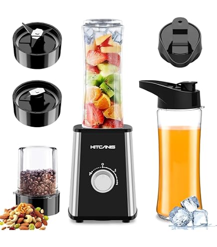 Retoo Standmixer 250W – Elektrischer Blender Mit 2 Trinkbechern à 470ml, Edelstahlklingen & Spülmaschinenfester Kunststoffflasche