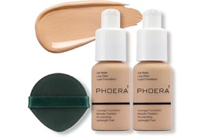 ANGLICOLOR PHOERA 2PC 600ml Fond de teint liquide, Fond de teint liquide Full Coverage 24HR Matte Oil Control Concealer,Crème parfaite, lisse et longue durée (2 Stück 104)