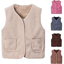 Teddy-Fleece Weste Damen - Ärmellos Mit V-Ausschnitt & Taschen