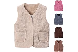 Battnot Teddy Fleece Weste Kinder Jungen Mädchen Ärmellos Fleecejacke Kurz V-Ausschnitt Teddyfleece Jacke Locker Weste Winter Warm Teddyweste Outdoor Winterjacke Plüschweste Mädchen Übergangsjacke